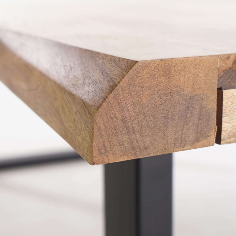 Massief houten tafel met metalen poten 160 cm - Rustik