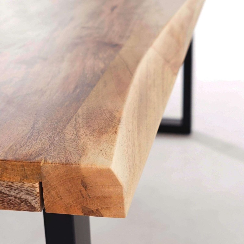 Massief houten eettafel met metalen poten - Rustik