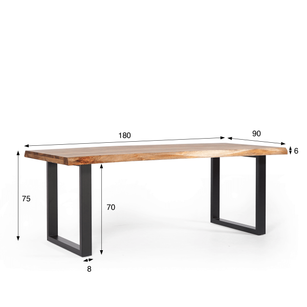 Massief houten eettafel met metalen poten - Rustik