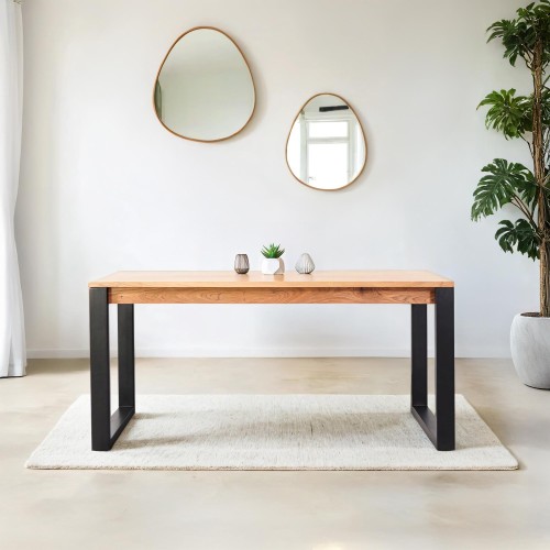 Eettafel van hout en metaal 160 cm – Osaka