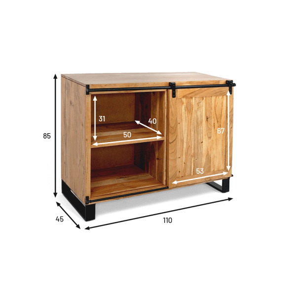 Houten en metalen dressoir 110 cm - Osaka