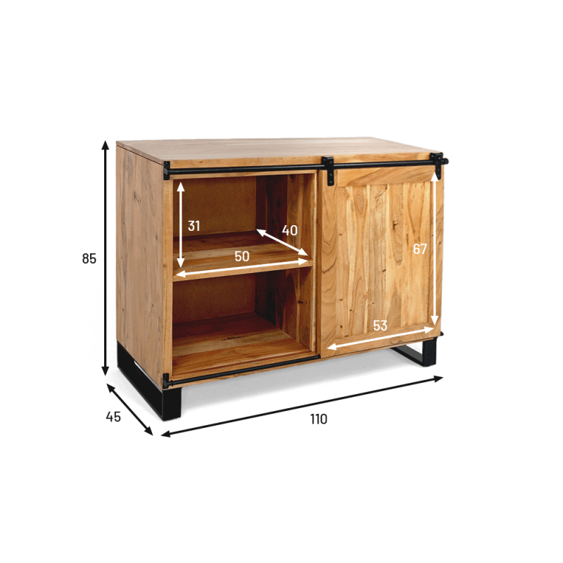 Houten en metalen dressoir 110 cm - Osaka