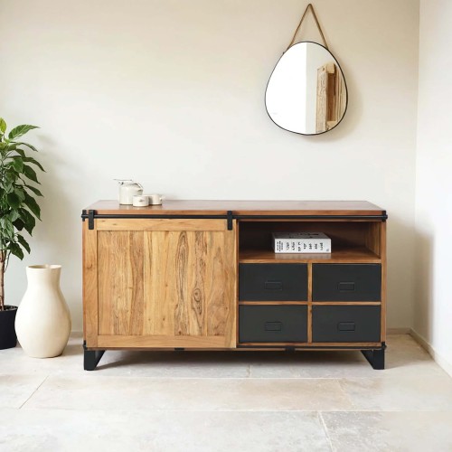 Houten en metalen dressoir 160 cm - Osaka