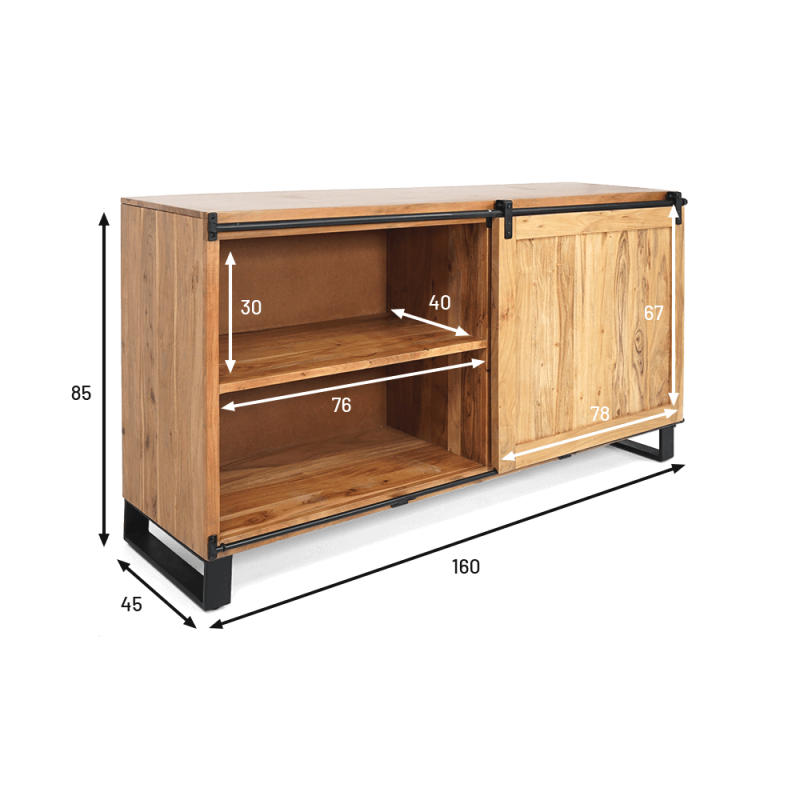 Houten en metalen dressoir 160 cm - Osaka