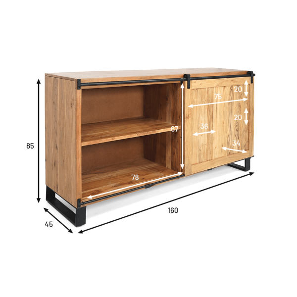 Houten en metalen dressoir 160 cm - Osaka