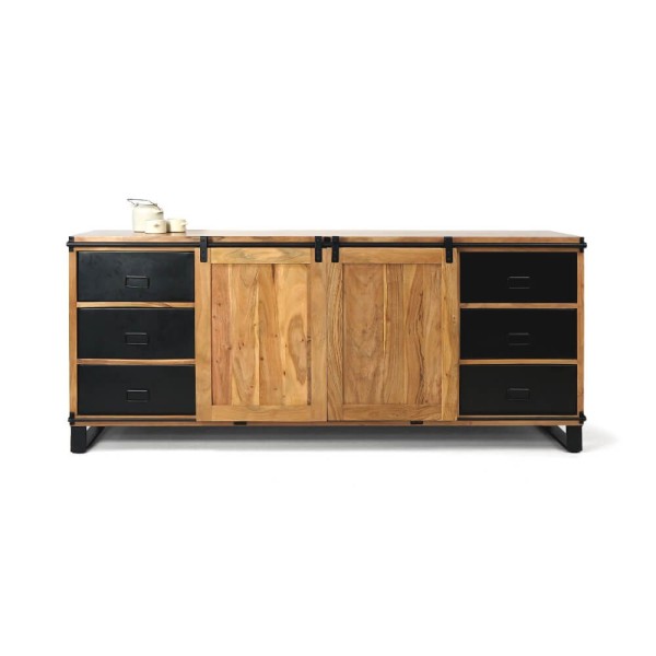 Groot buffet van hout & metaal 200 cm - Osaka