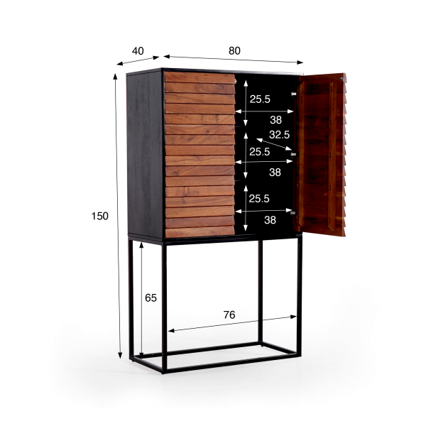 Hoge massief houten kast 80cm - Tamara
