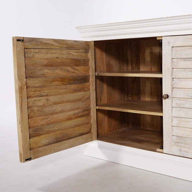 Klein dressoir in wit en natuurlijk hout – Sea side