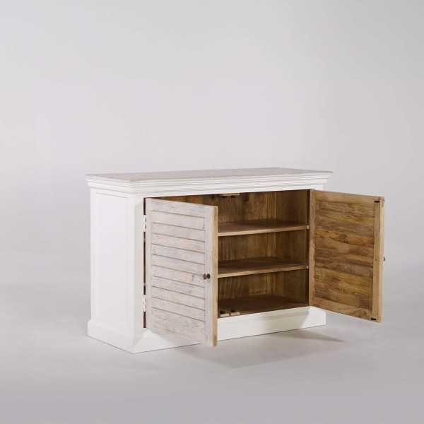 Klein dressoir in wit en natuurlijk hout – Sea side