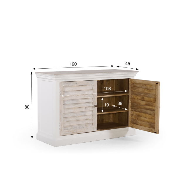 Klein dressoir in wit en natuurlijk hout – Sea side