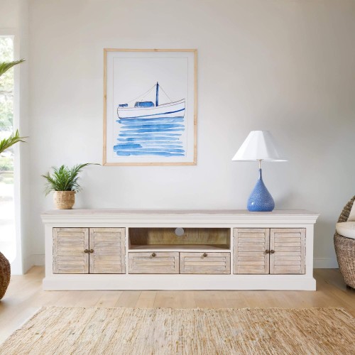 TV-meubel hout en wit 190 cm – Sea side