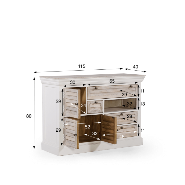 Buffet wit in natuurlijk hout - Sea side