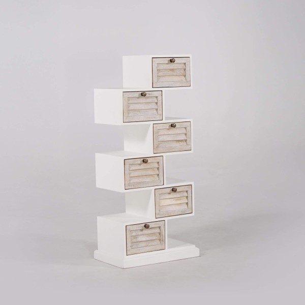 Witte opbergkast in naturel hout - Sea side