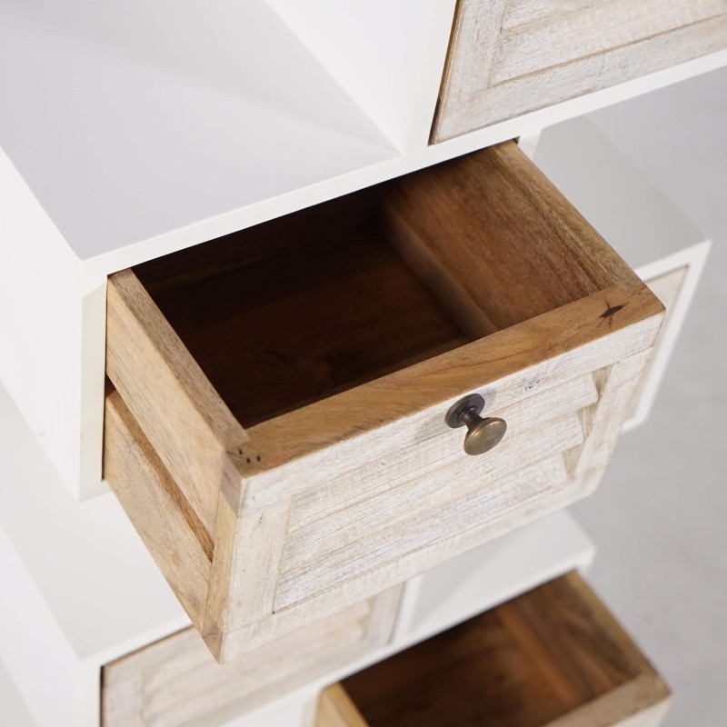 Witte opbergkast in naturel hout - Sea side