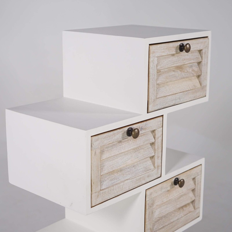 Witte opbergkast in naturel hout - Sea side