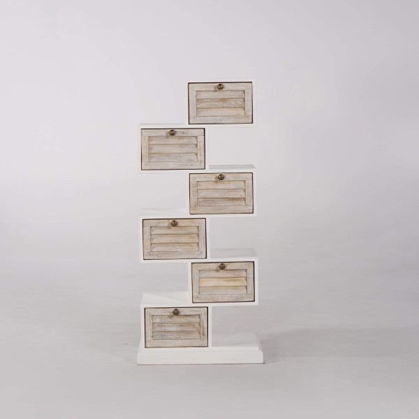 Witte opbergkast in naturel hout - Sea side