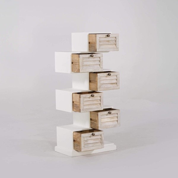 Witte opbergkast in naturel hout - Sea side