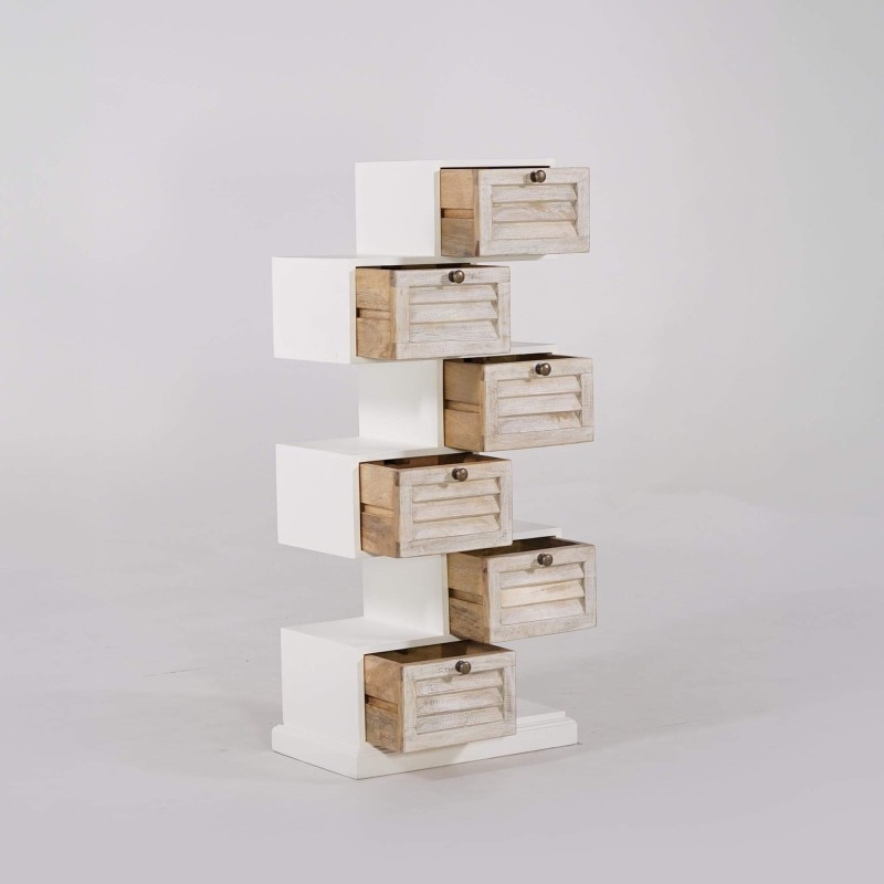 Witte opbergkast in naturel hout - Sea side