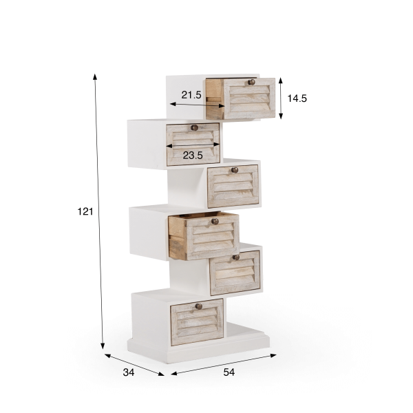 Witte opbergkast in naturel hout - Sea side