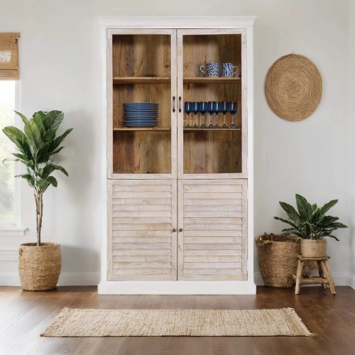 Buffet vitrinekast wit in natuurlijk hout - Sea side