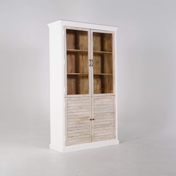 Buffet vitrinekast wit in natuurlijk hout - Sea side