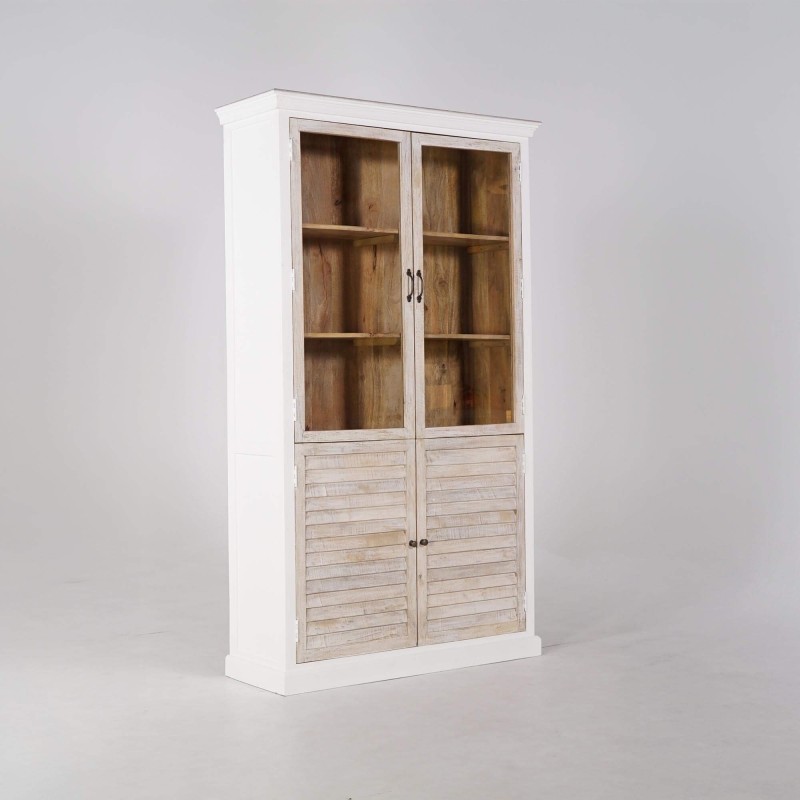 Buffet vitrinekast wit in natuurlijk hout - Sea side