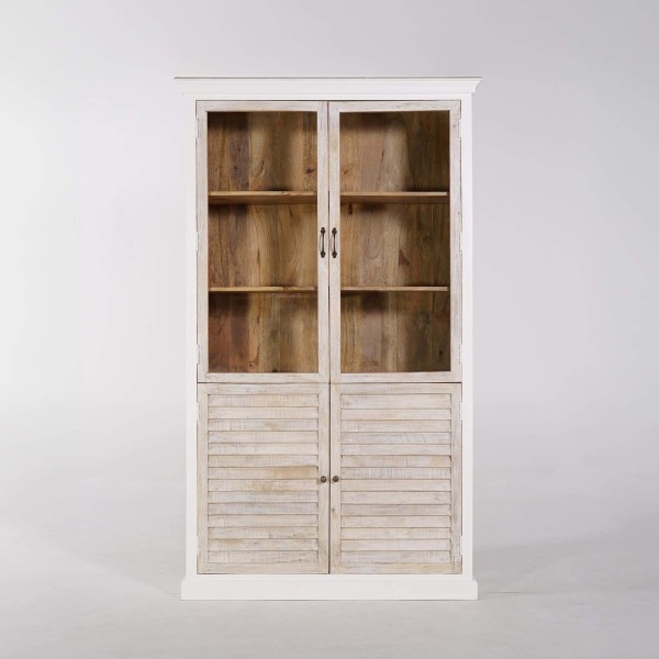 Buffet vitrinekast wit in natuurlijk hout - Sea side