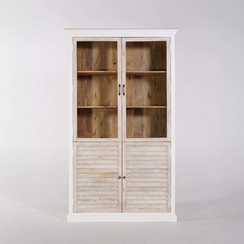 Buffet vitrinekast wit in natuurlijk hout - Sea side