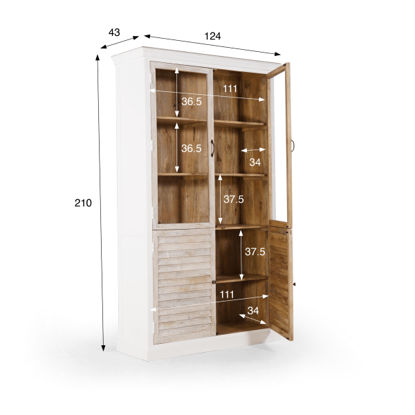 Buffet vitrinekast wit in natuurlijk hout - Sea side