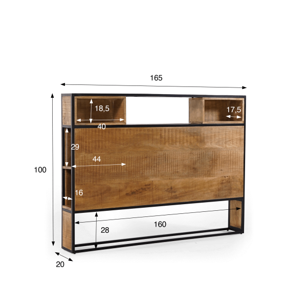Hoofdbord in metaal en natuurlijk hout – Diane