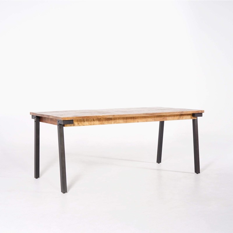 Vintage hout en metalen tafel - Retro Archi