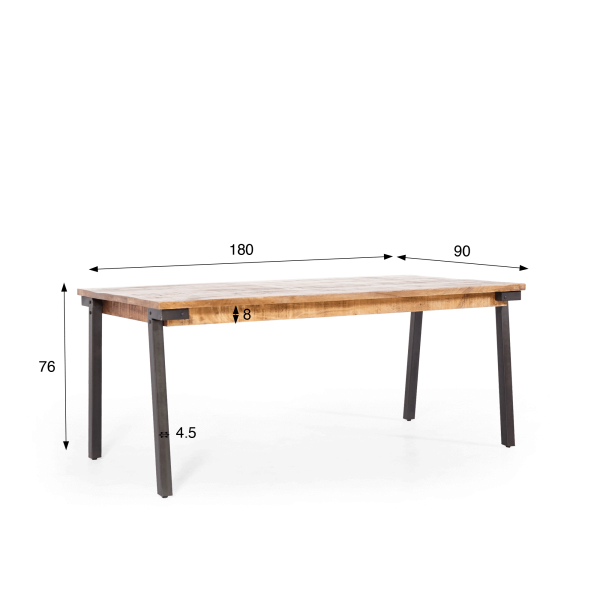 Vintage hout en metalen tafel - Retro Archi