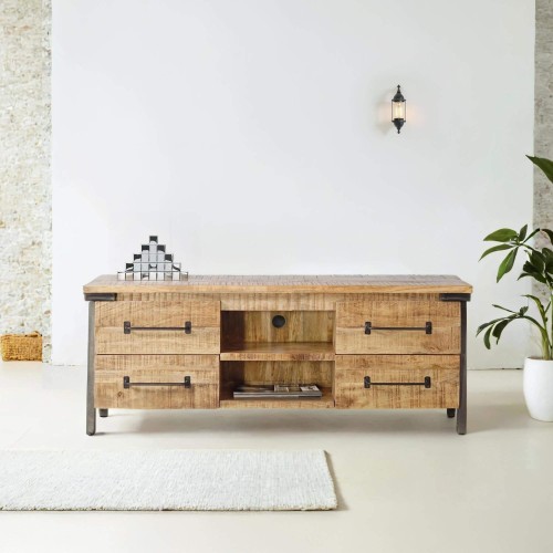 TV-meubel van hout en metaal - Retro Archi