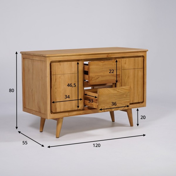 Massief teak badkamermeubel 120 cm - Pragati