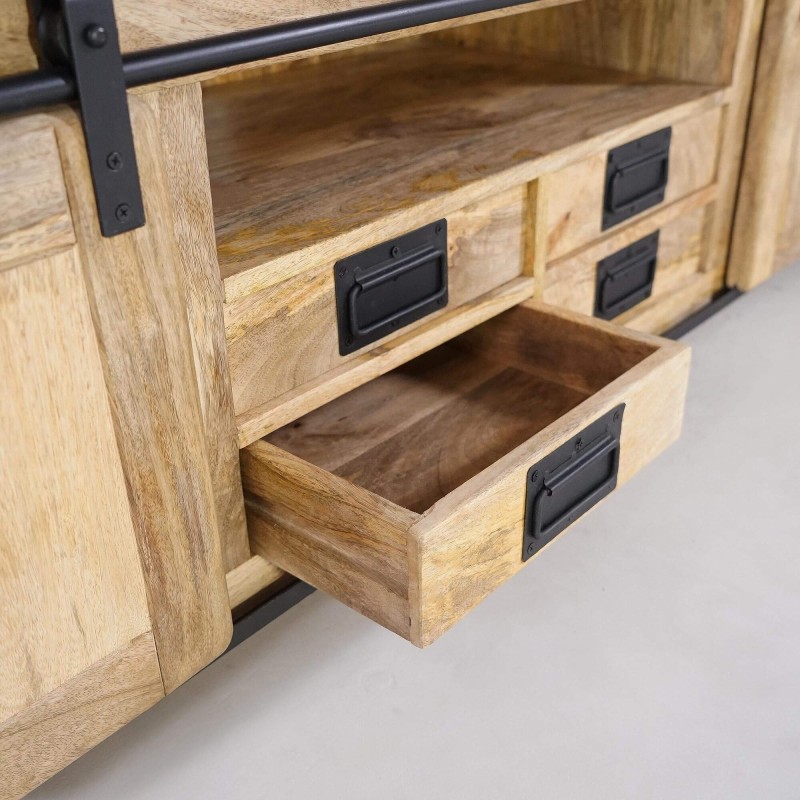 Industriële tv-meubel 180 cm met 4 lades - Paris