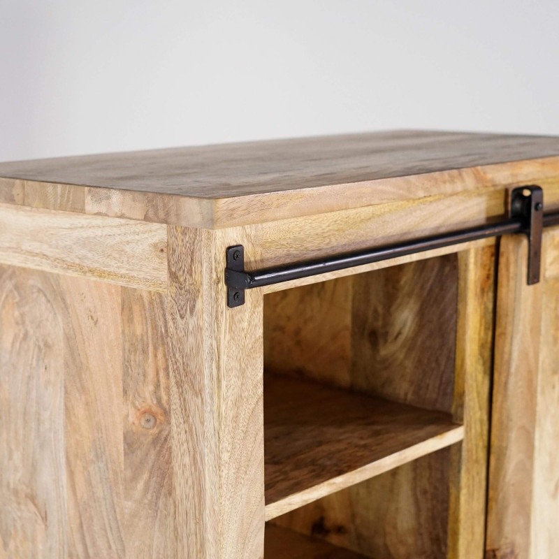 Industriële hoge buffetkast in hout en metaal 90 cm – Paris