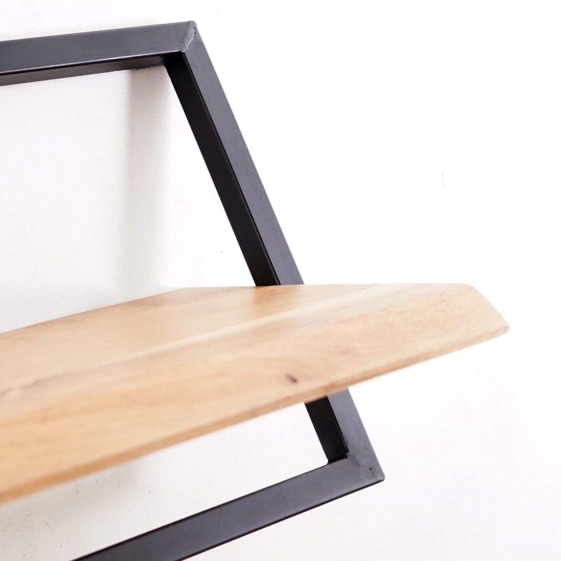 Wandplank 30 cm hout en metaal - Inclined