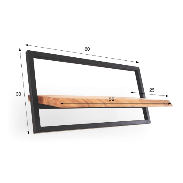 Wandrek 60 cm hout en metaal - Inclined