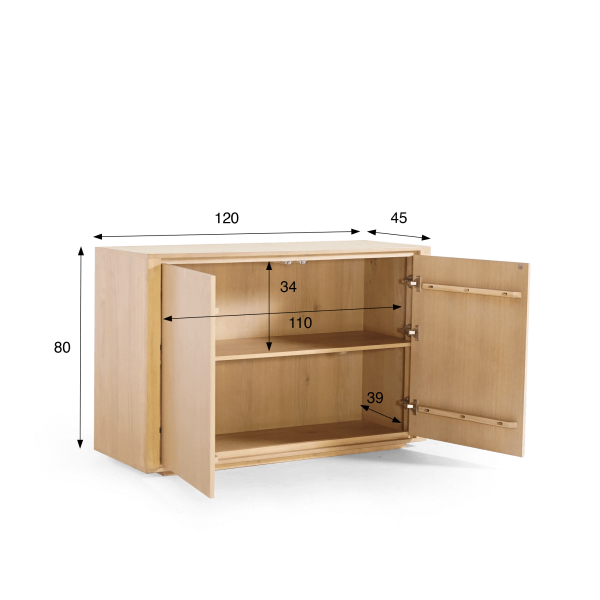 Buffet in massief eikenhout met 2 deuren 120 cm - Yseult
