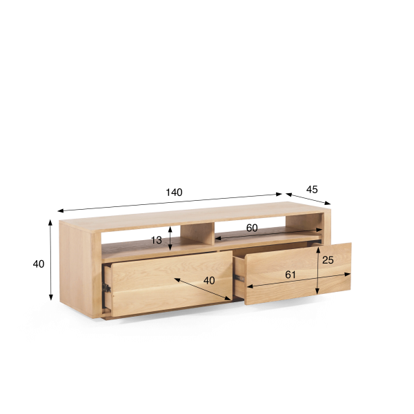 Meubel TV in naturel eiken 140 cm - Yseult