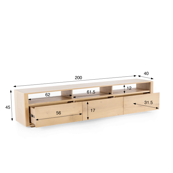 Tv-meubel in naturel eik 200 cm - Yseult