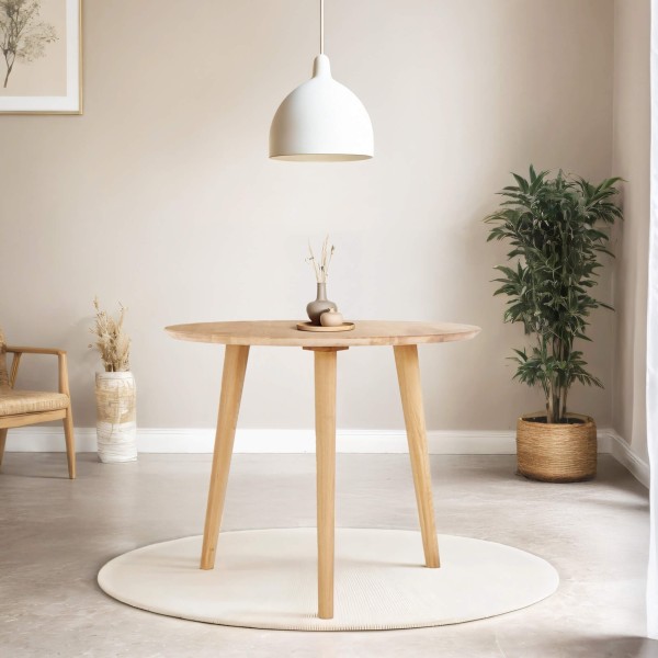Ronde eettafel in massief eikenhout 90 cm
