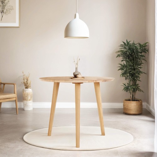 Ronde eettafel in massief eikenhout 90 cm