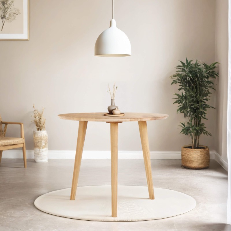 Ronde eettafel in massief eikenhout 90 cm
