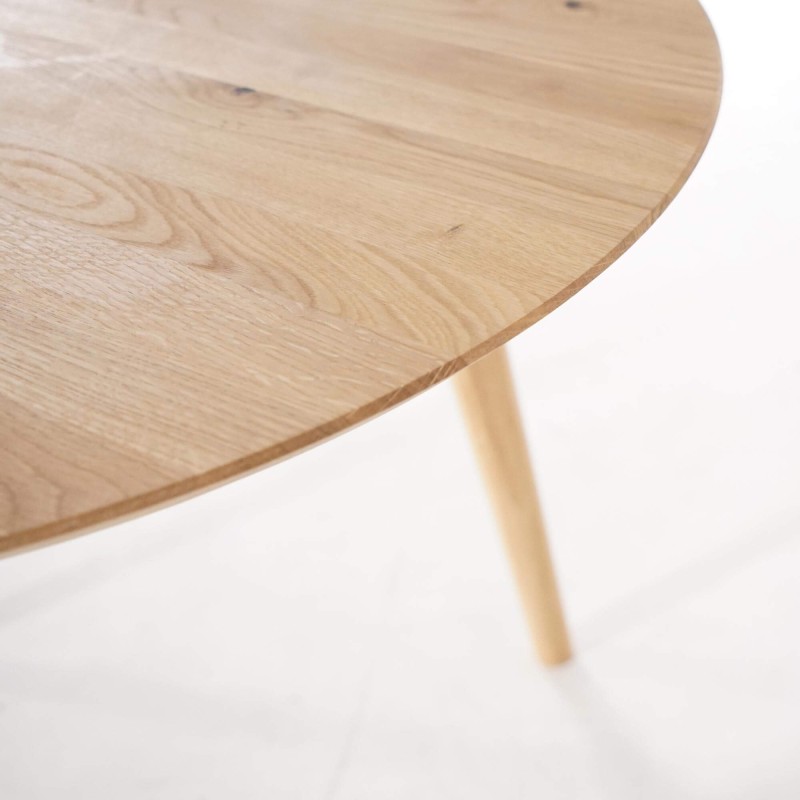 Ronde eettafel in massief eikenhout 90 cm