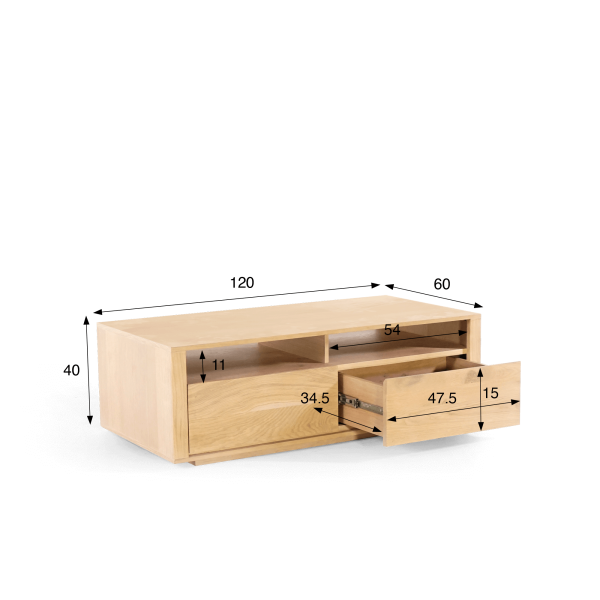 Salontafel in massief eikenhout 120 cm - Yseult