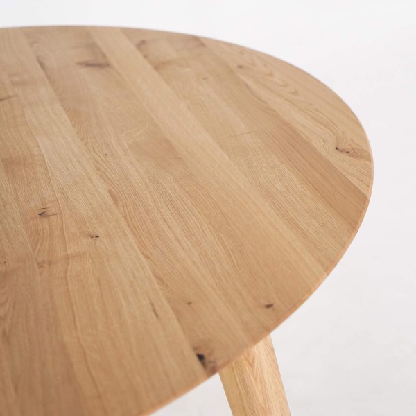 Ronde eettafel in eikenhout Ø120 cm met verlengblad van 45 cm