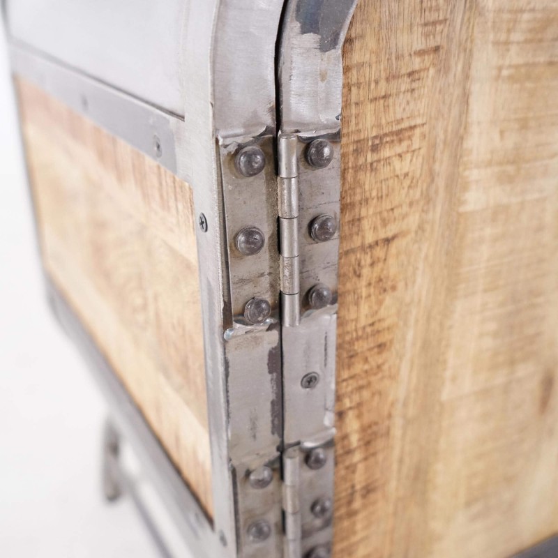 Industrieel TV-meubel in massief hout en metaal 220 cm - Manchester