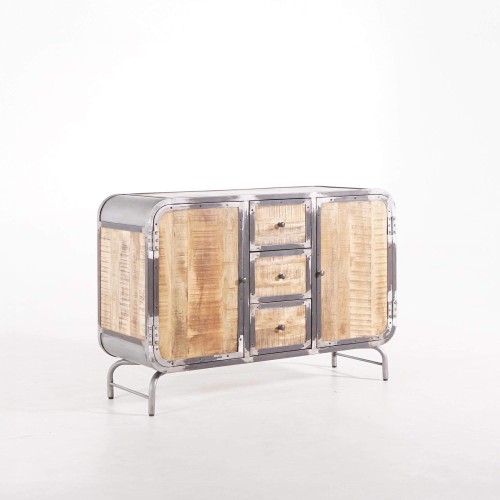 Buffet industrieel in hout en metaal met 2 deuren - Manchester