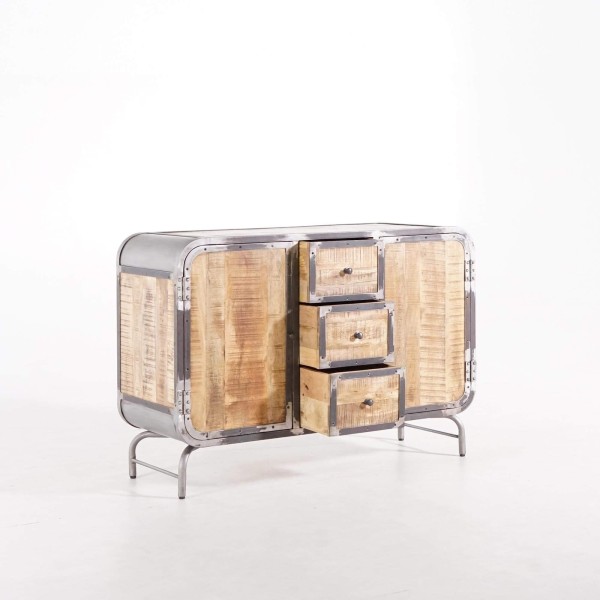 Buffet industrieel in hout en metaal met 2 deuren - Manchester